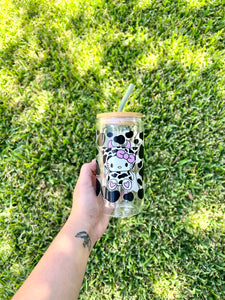 Moo Kitty 16oz Glass Cup