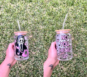 Spooky Face 16oz Glass Cup